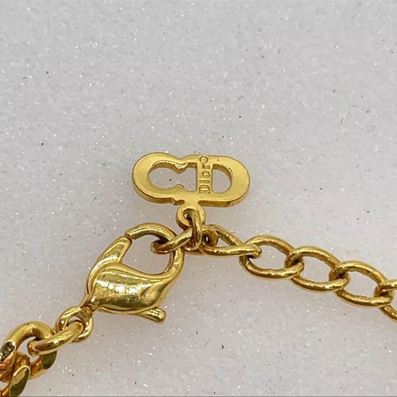 AUTH Christian Dior Logo Plate Chain Bracelet Gold - Picture 6 of 8